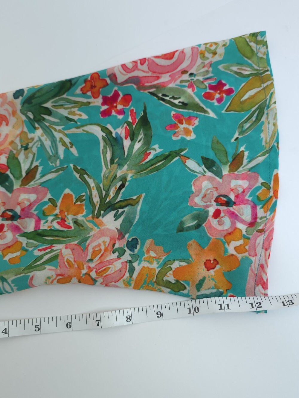 Tolani 100% Silk Blue/Yellow Floral Tassle Long Sleeve Size L - Picture 6 of 12